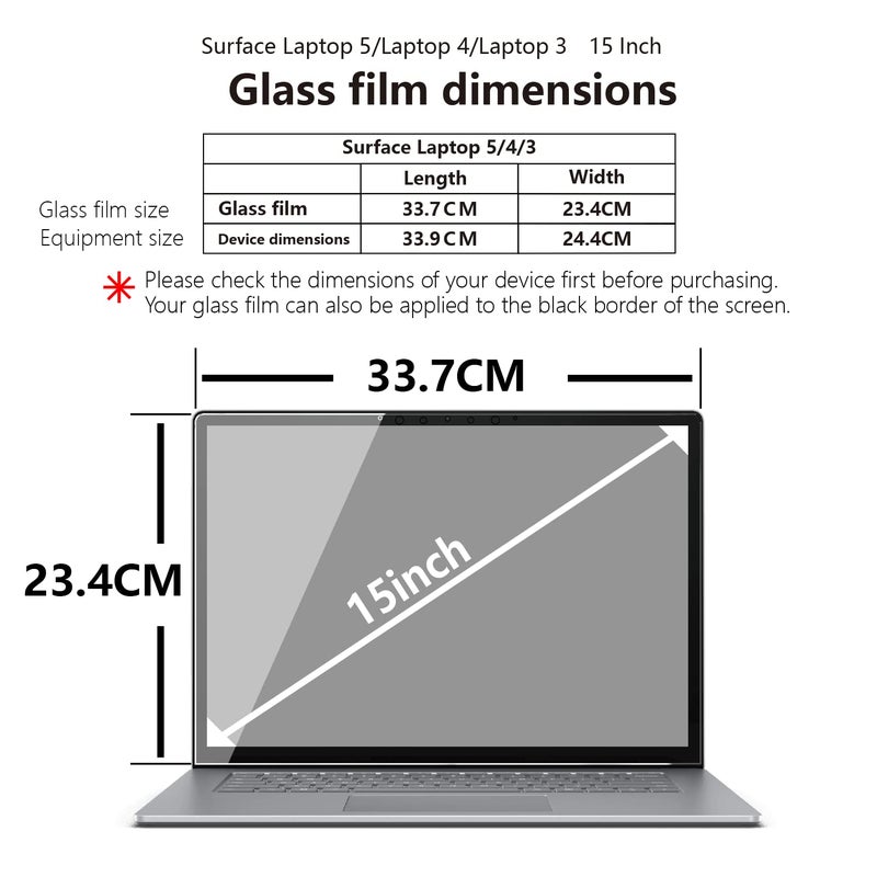 Adewayã€15 inch Tempered Screen Protector For Microsoft Surface Laptop 5/Laptop 6, 9H Hardness, HD Clear, Ultra Sensitivity, Surface Laptop4/3/2/1 Screen Protector - Image 4